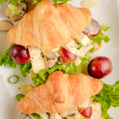 almond chicken salad on mini croissants