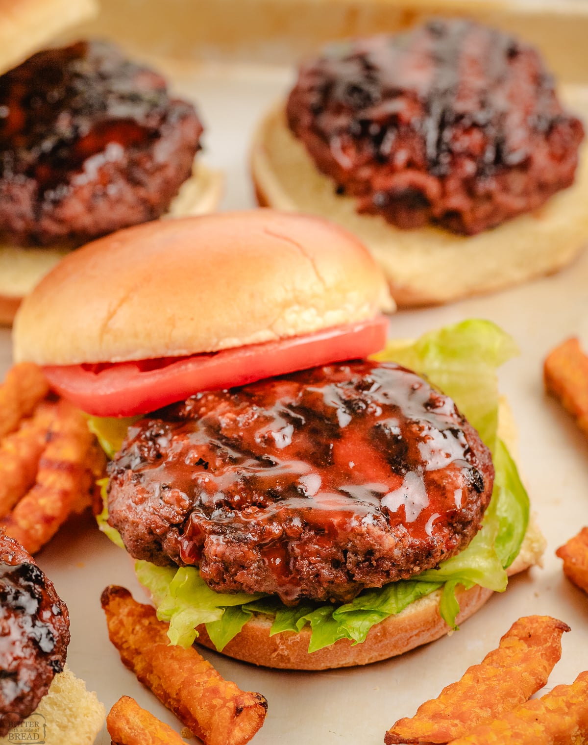 homemade hamburgers with a Dr. Pepper glaze