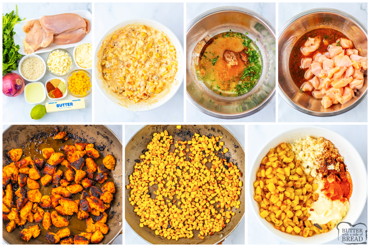 Step by step instructions on how to make Street Corn Chicken and Rice Bowls.
