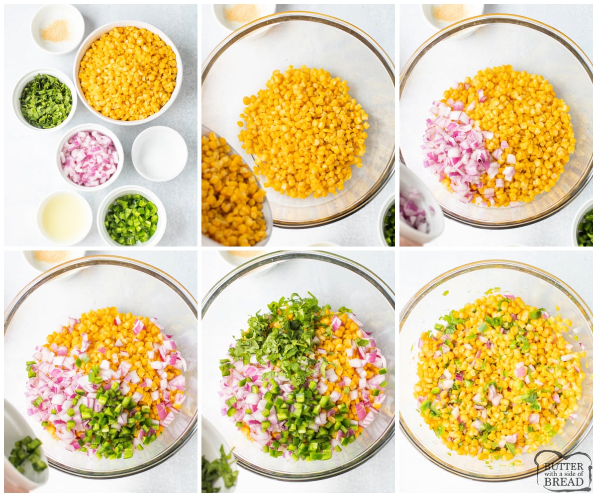 Step by step instructions on how to make Chipotle Corn Salsa.