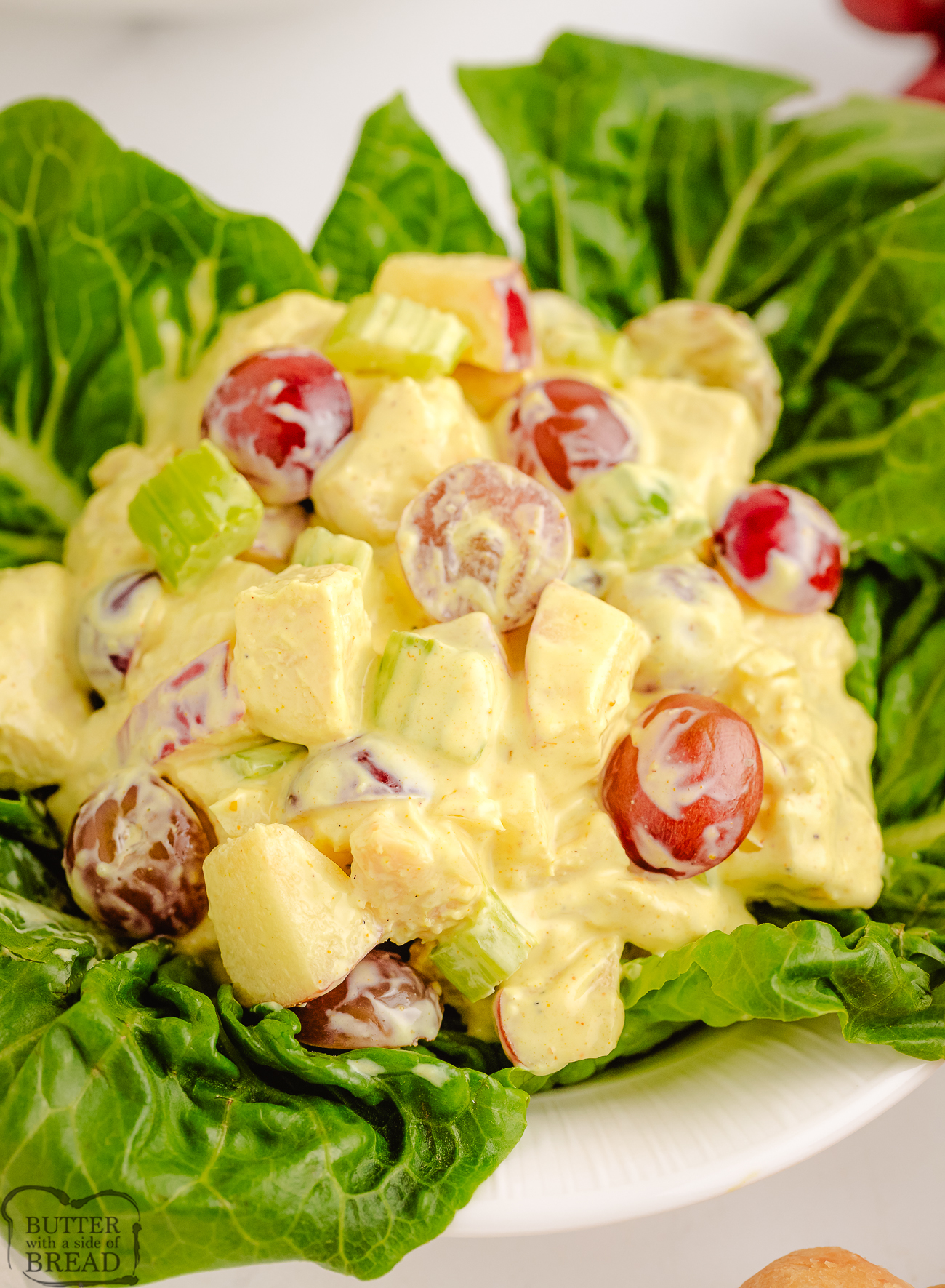 curry chicken salad in a lettuce wrap