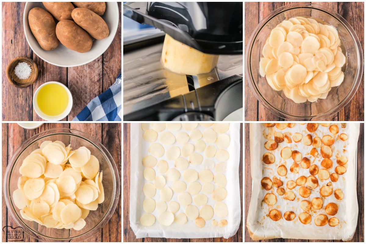 Step by step instructions on how to make homemade potato chips.