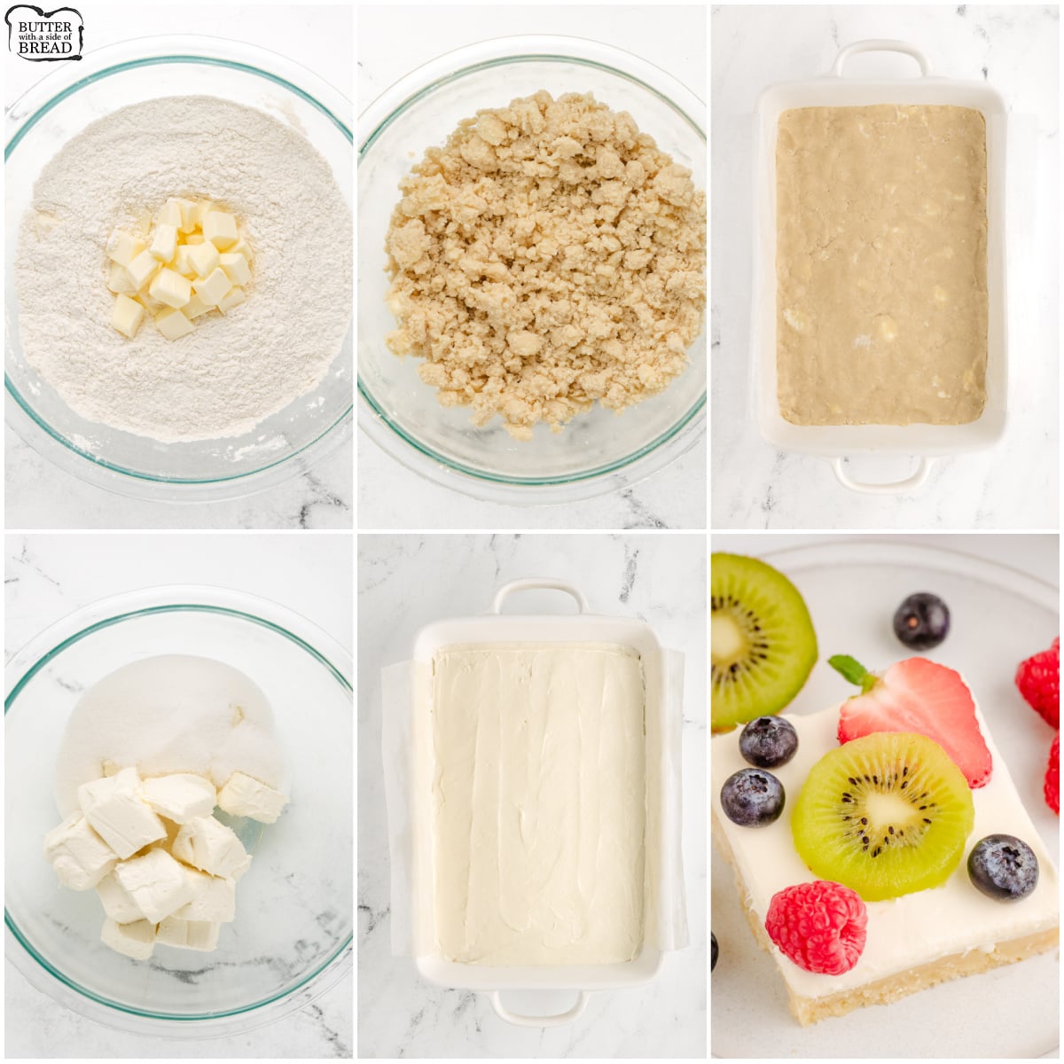 making kiwi berry cheesecake bars