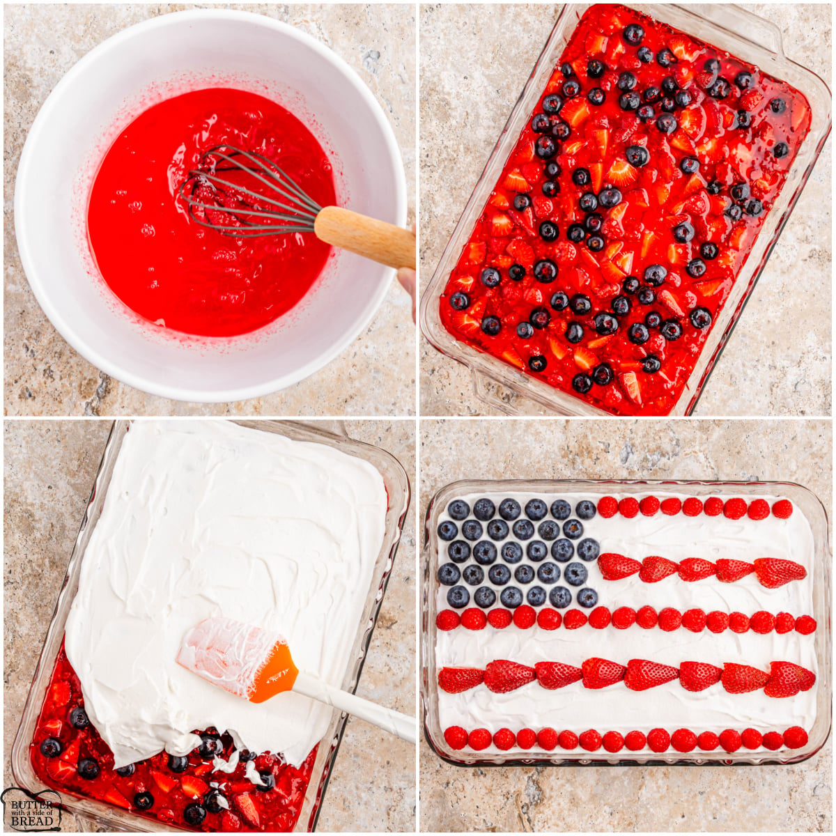 making a berry patriotic jello salad