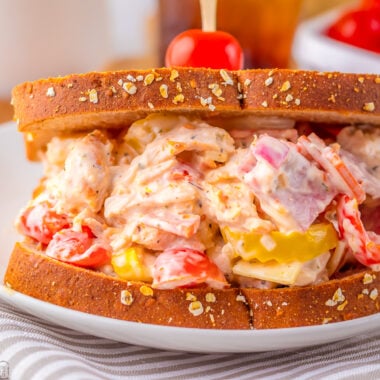 Italian Grinder Chicken Salad with pepperoni, banana peppers and red onions