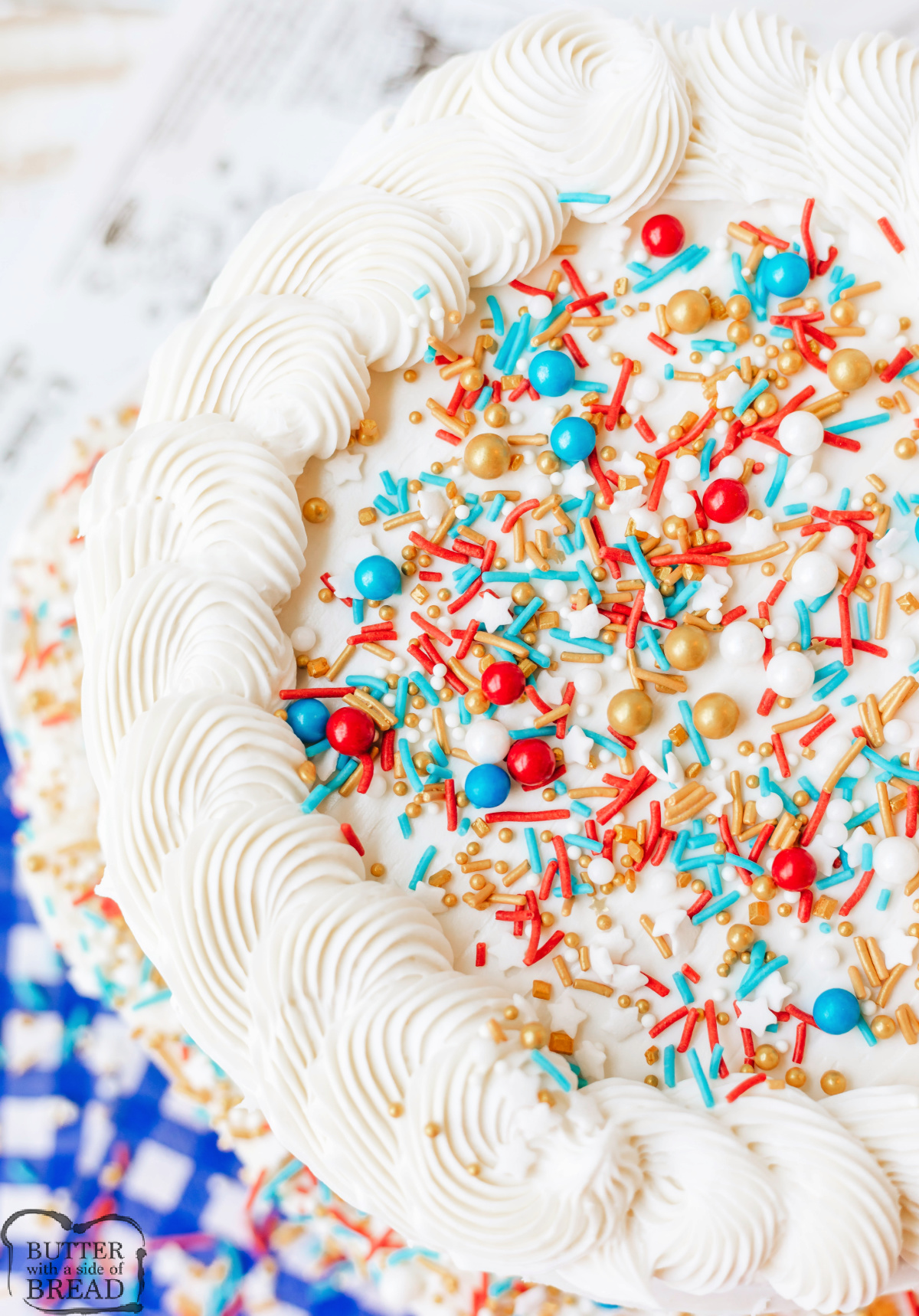 Red, White, and Blue Jello Poke Cake for the 4th of July.