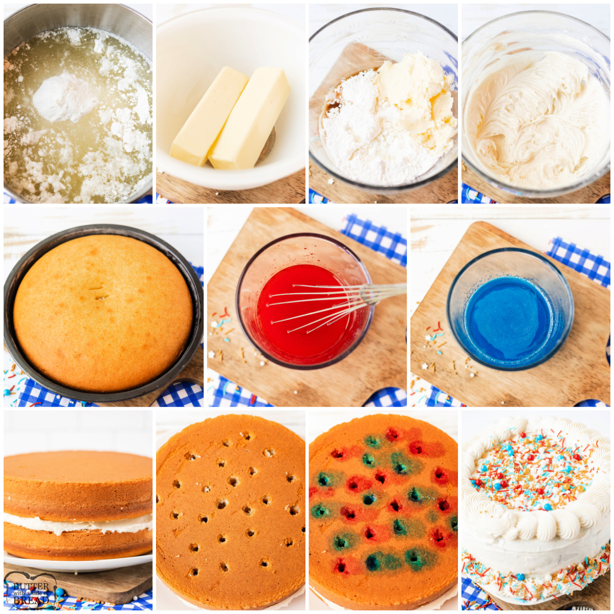 Step by step instructions on how to make Patriotic Poke Cake. 