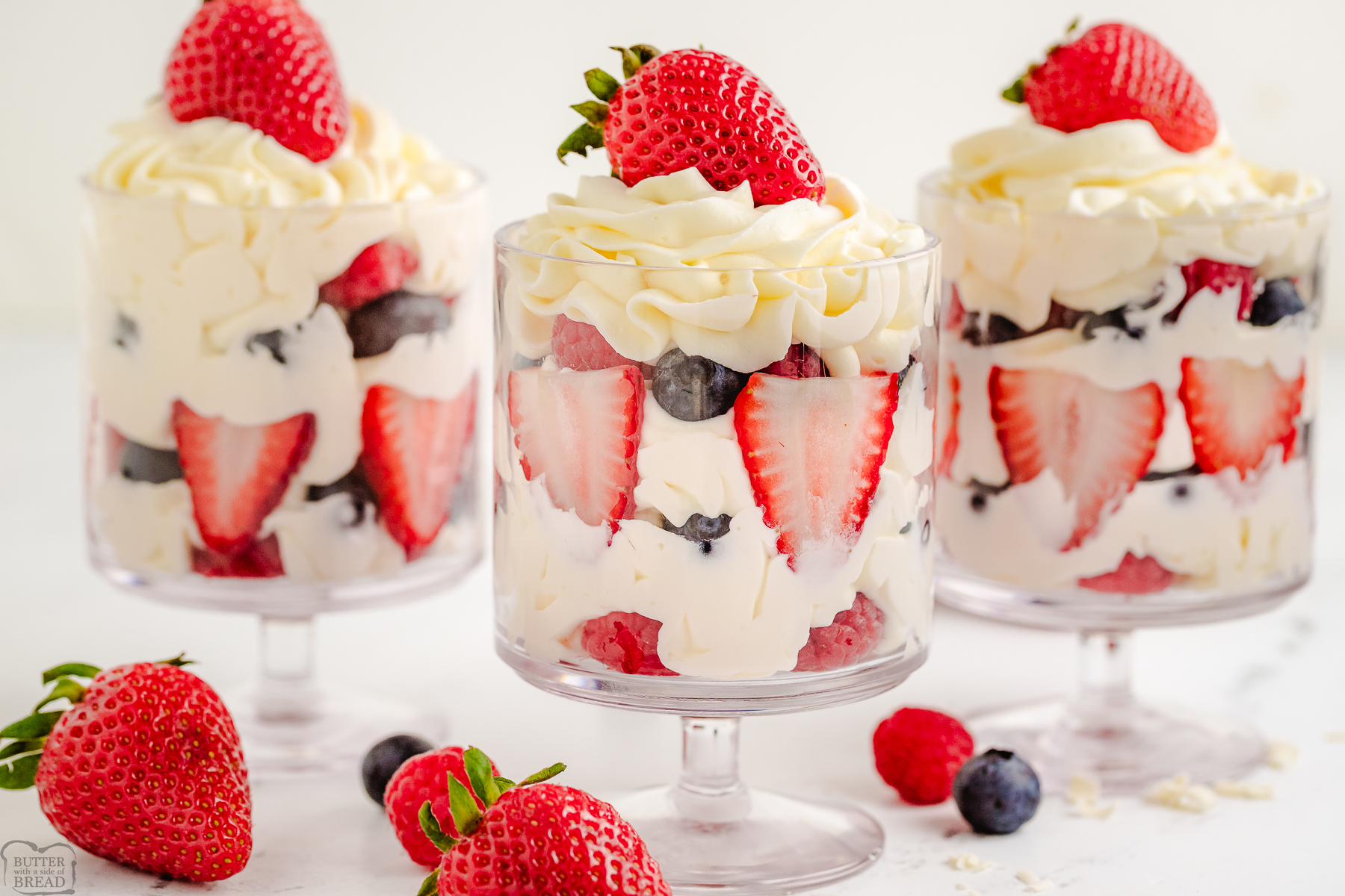 fancy white chocolate mousse in parfait glasses