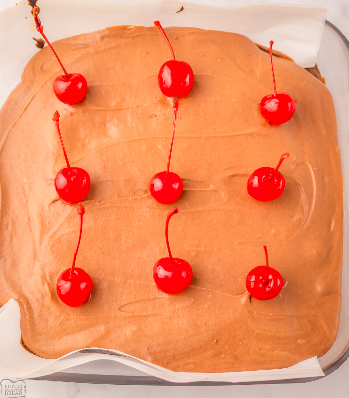 pan of cherry coke brownies