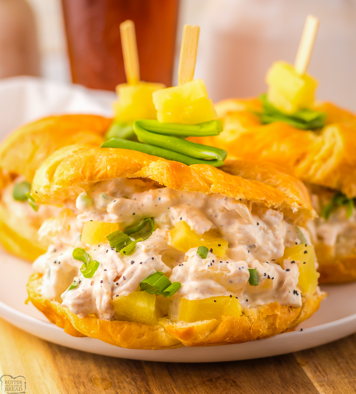 hawaiian chicken salad sandwiches on croissants