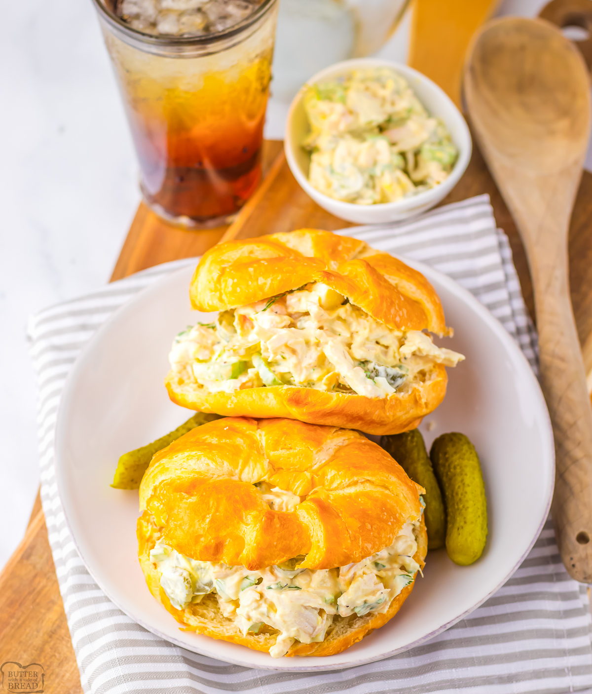 chicken salad with dill pickles for lunch