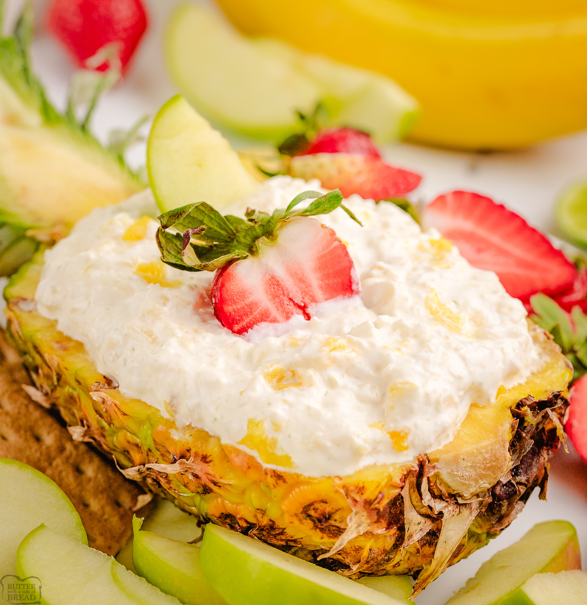 pineapple fruit dip made with sour cream