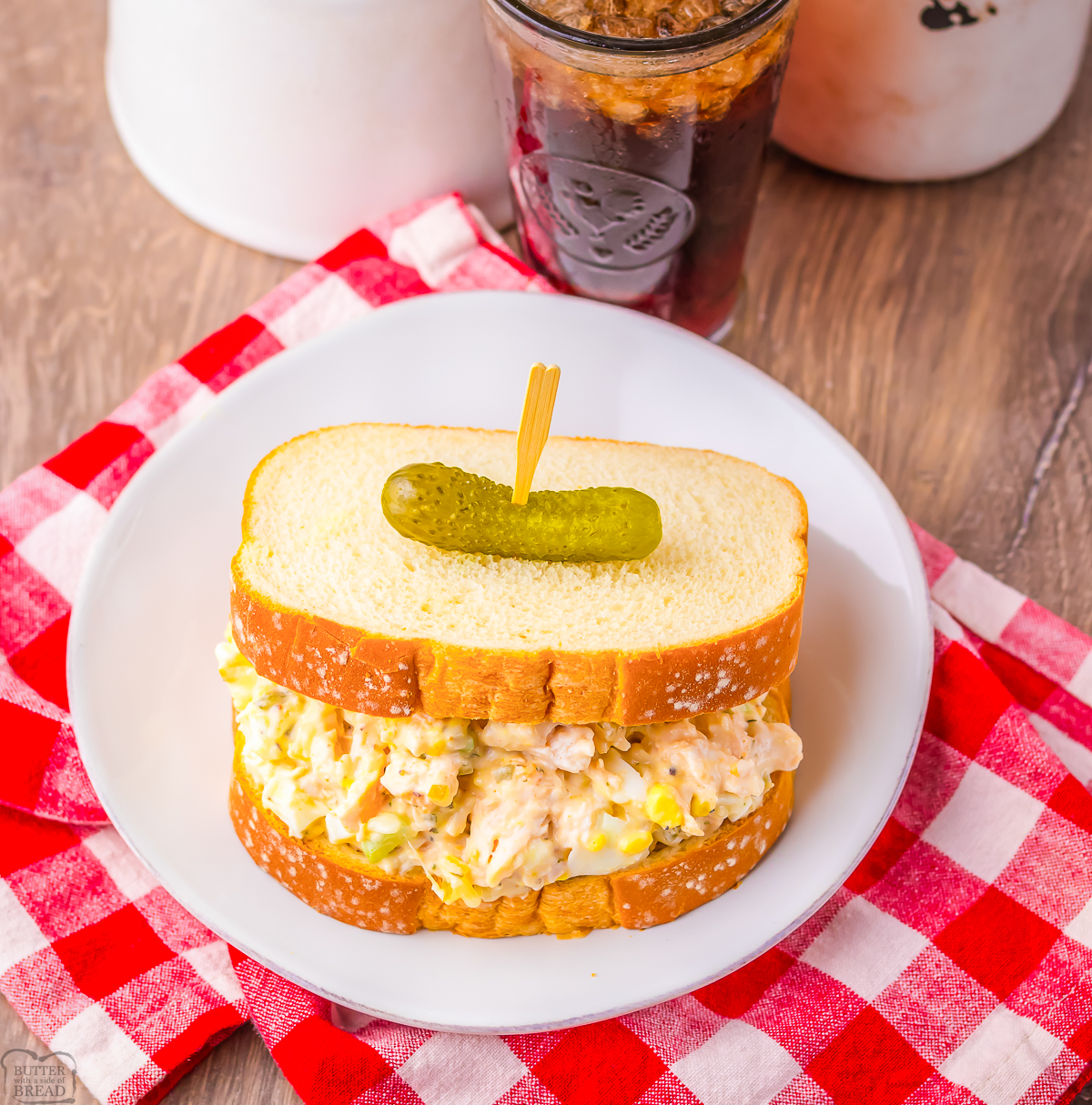 southern chicken salad sandwich on wheat bread