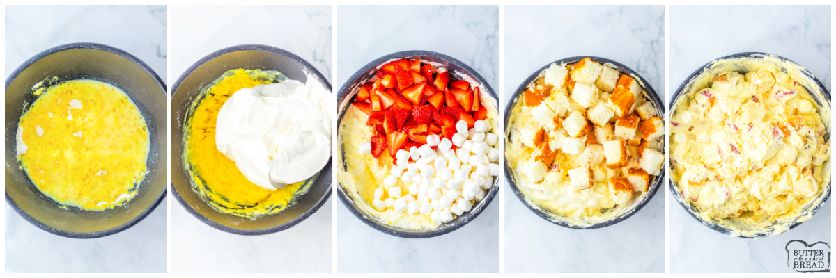 Step by step instructions on how to make Strawberry Shortcake Fluff Salad.