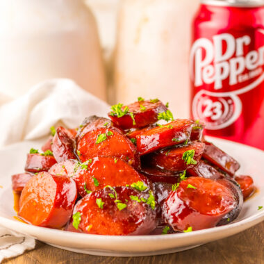 plate of Dr. Pepper smoked sausage