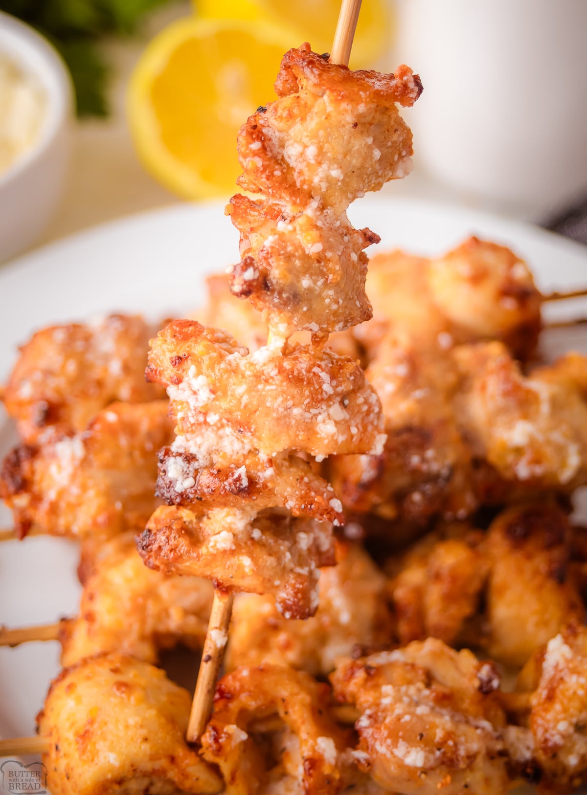 garlic Parm chicken skewers