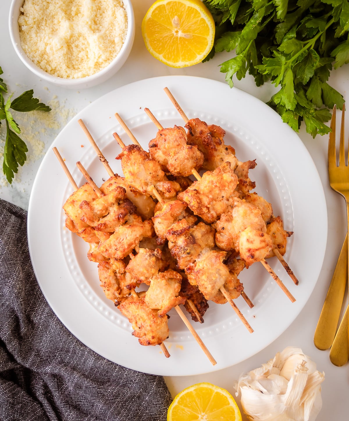 garlic butter Parmesan chicken skewers
