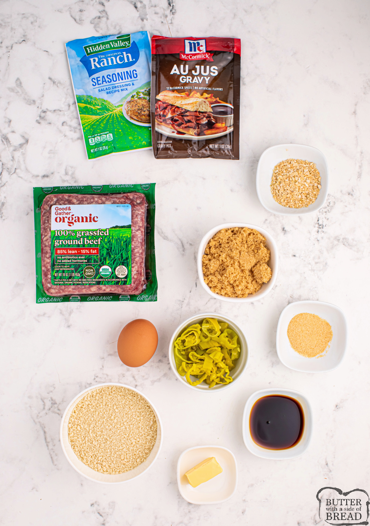 Ingredients in Mississippi Meatloaf Muffins.