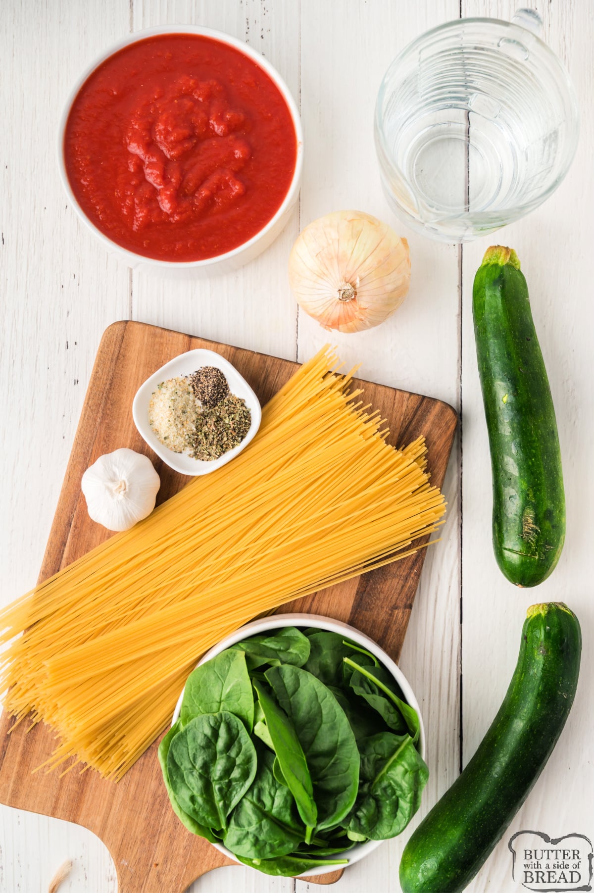 Ingredients in Veggie Spaghetti recipe.