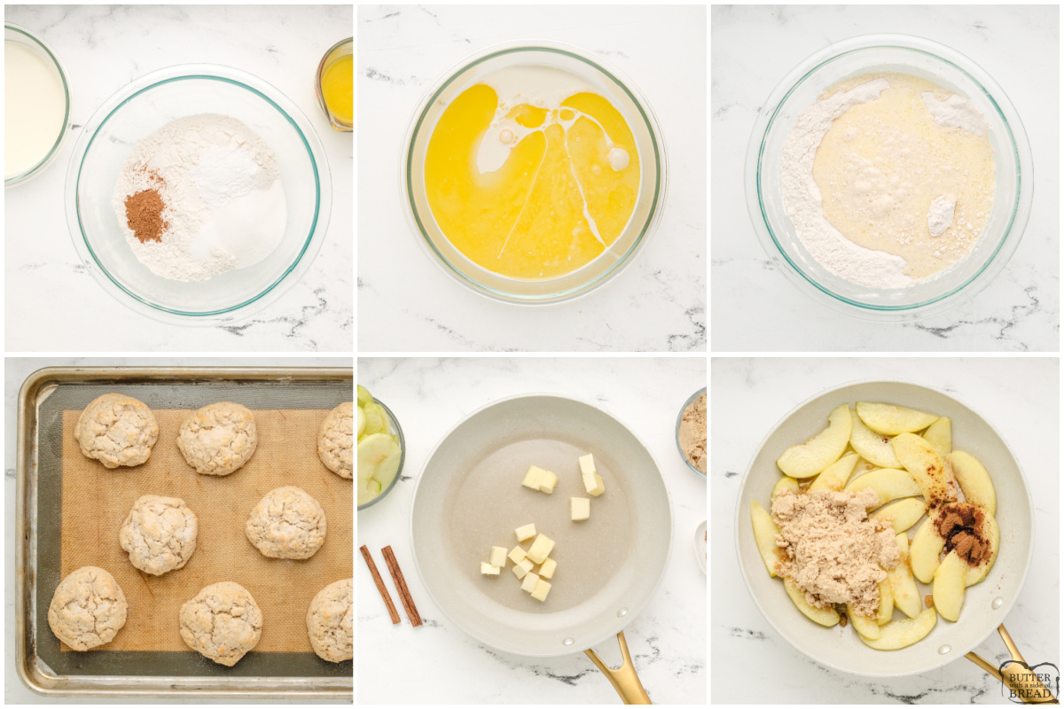 Step by step ingredients on how to make Apple Cinnamon Shortcakes.