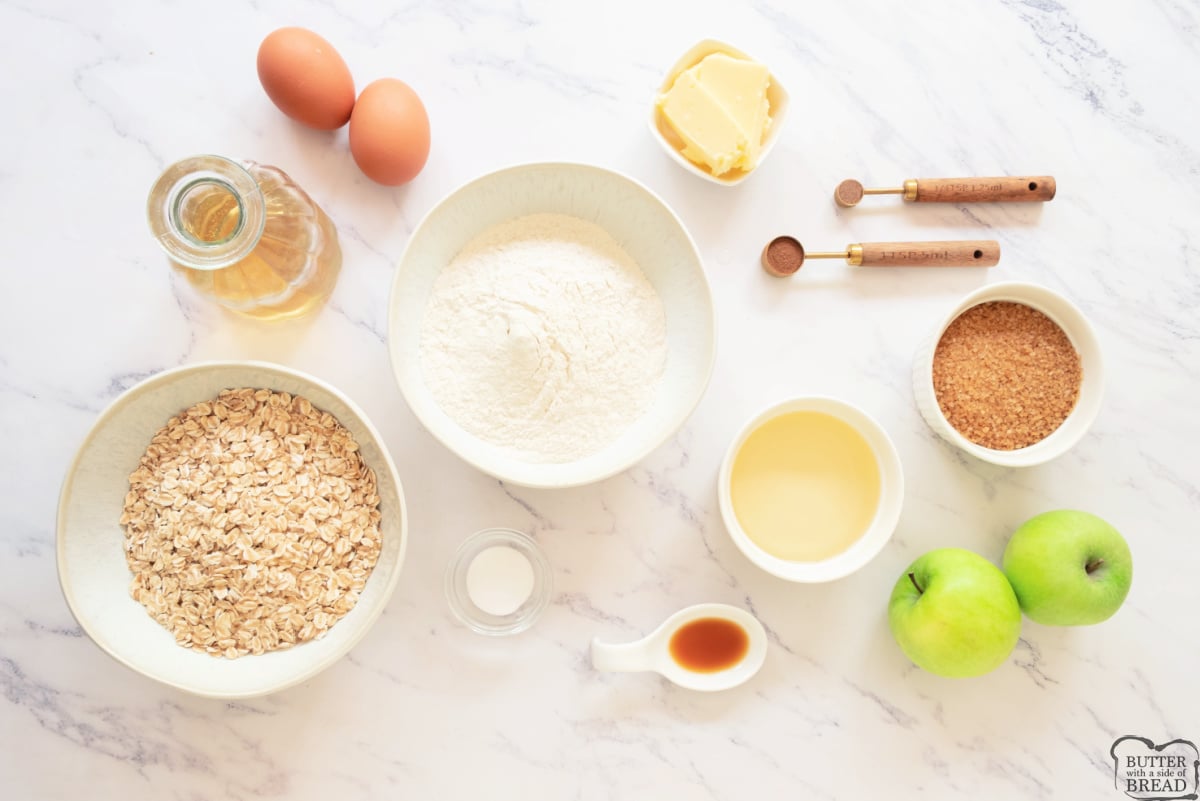 Ingredients in Apple Oatmeal Bread.