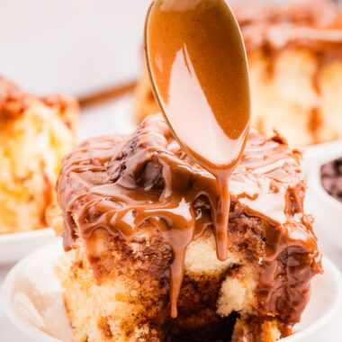 chocolate cinnamon roll on a white plate