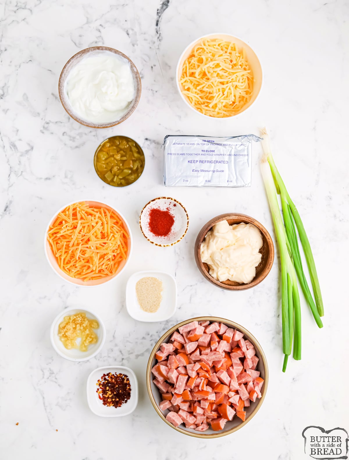 Ingredients in Crockpot Cheesy Sausage Dip recipe.
