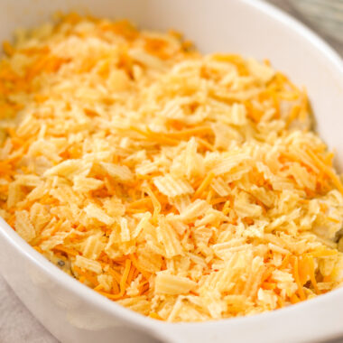 hot dish of baked chicken salad