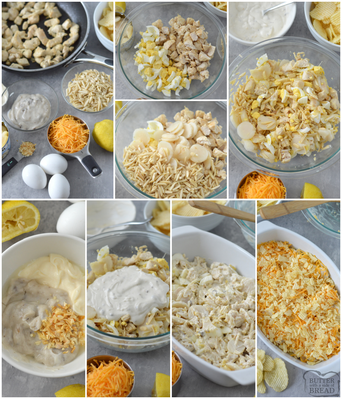 how to make hot chicken salad topped with potato chips