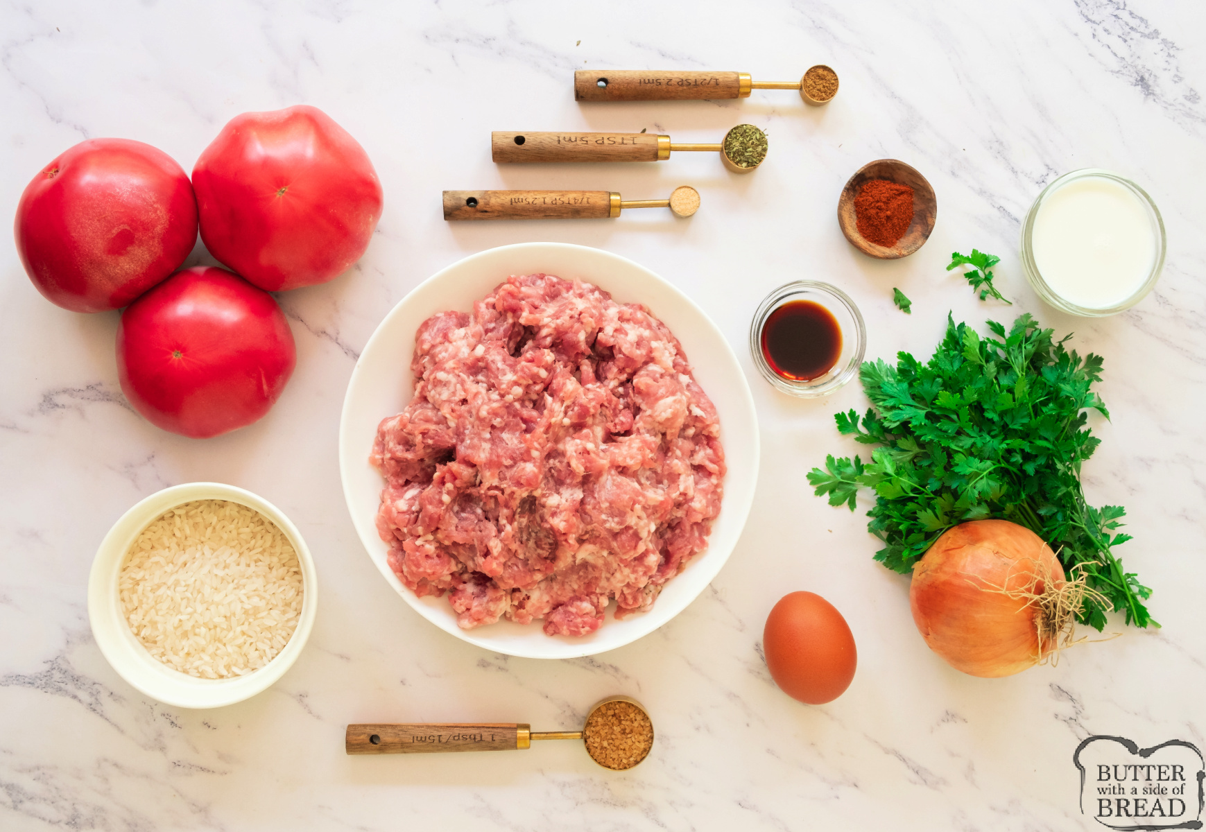 Ingredients in Porcupine Meatballs.