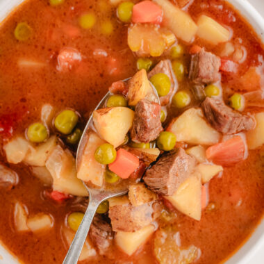 steak and potato soup with vegetables