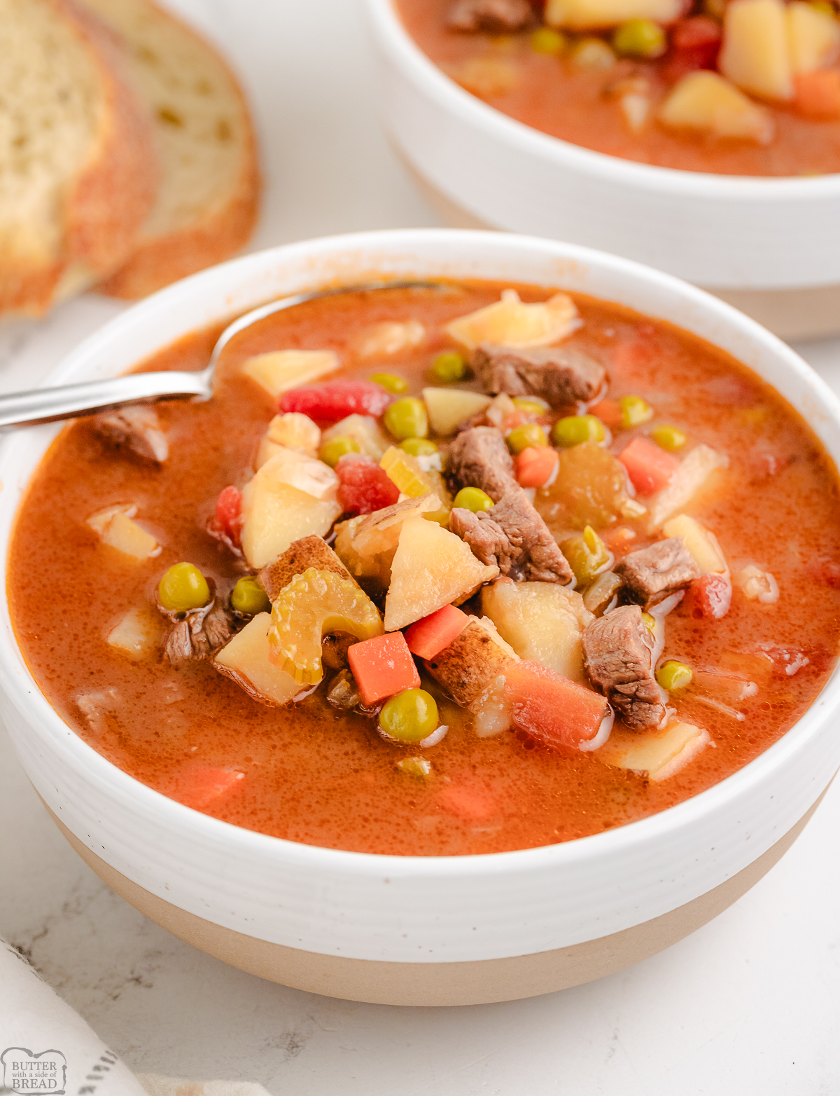 bowl of steak and potato soup