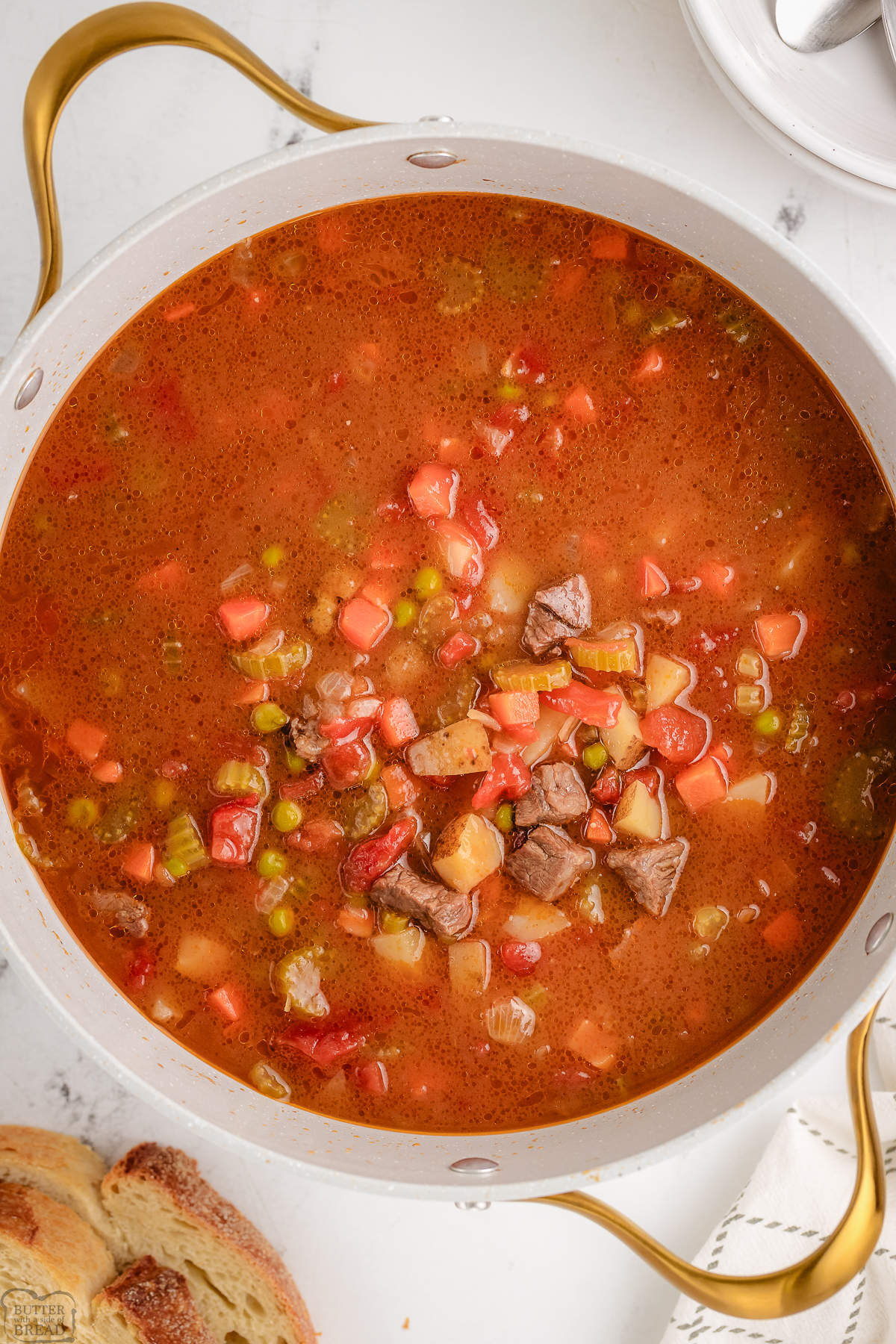 pot of steak and potato soup