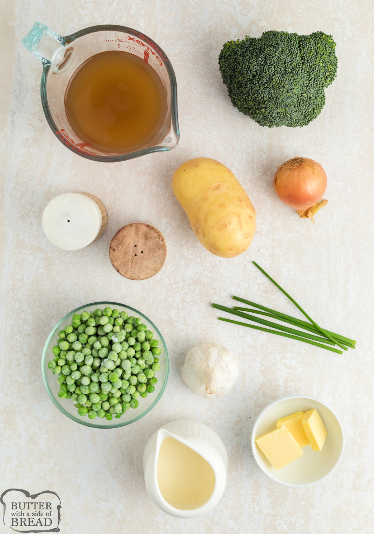 Ingredients in Cream of Broccoli Soup recipe.