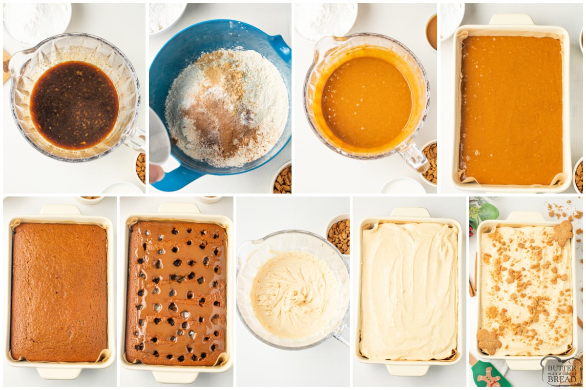 Step by step instructions on how to make Gingerbread Poke Cake recipe.