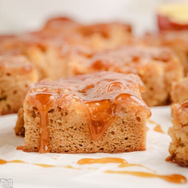 maple apple blondie cut then drizzled with glaze