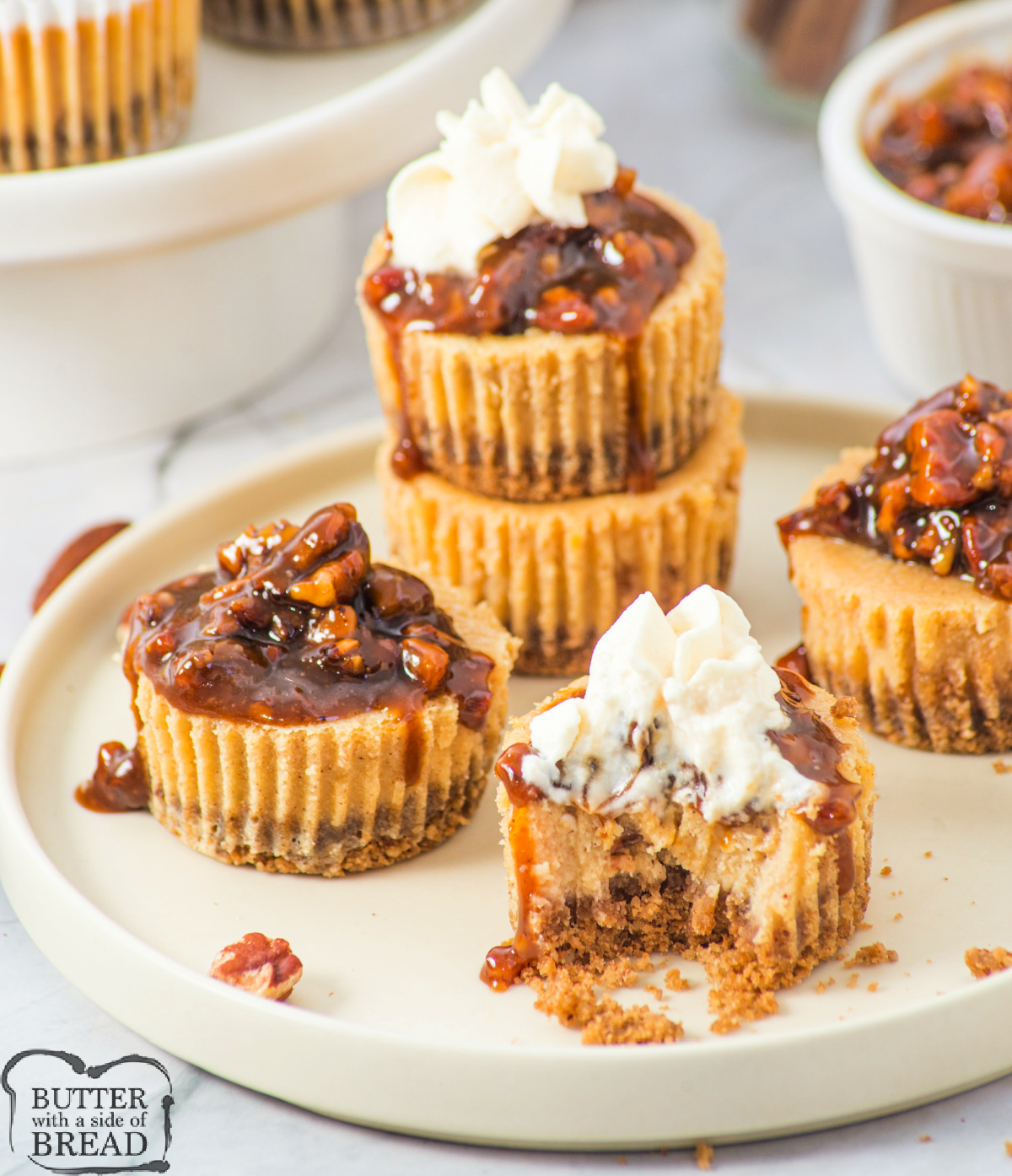 Mini Pecan Pie Cheesecakes combine creamy cheesecake with a rich pecan pie topping. Easy to make, perfectly portioned, and ideal for the holidays!