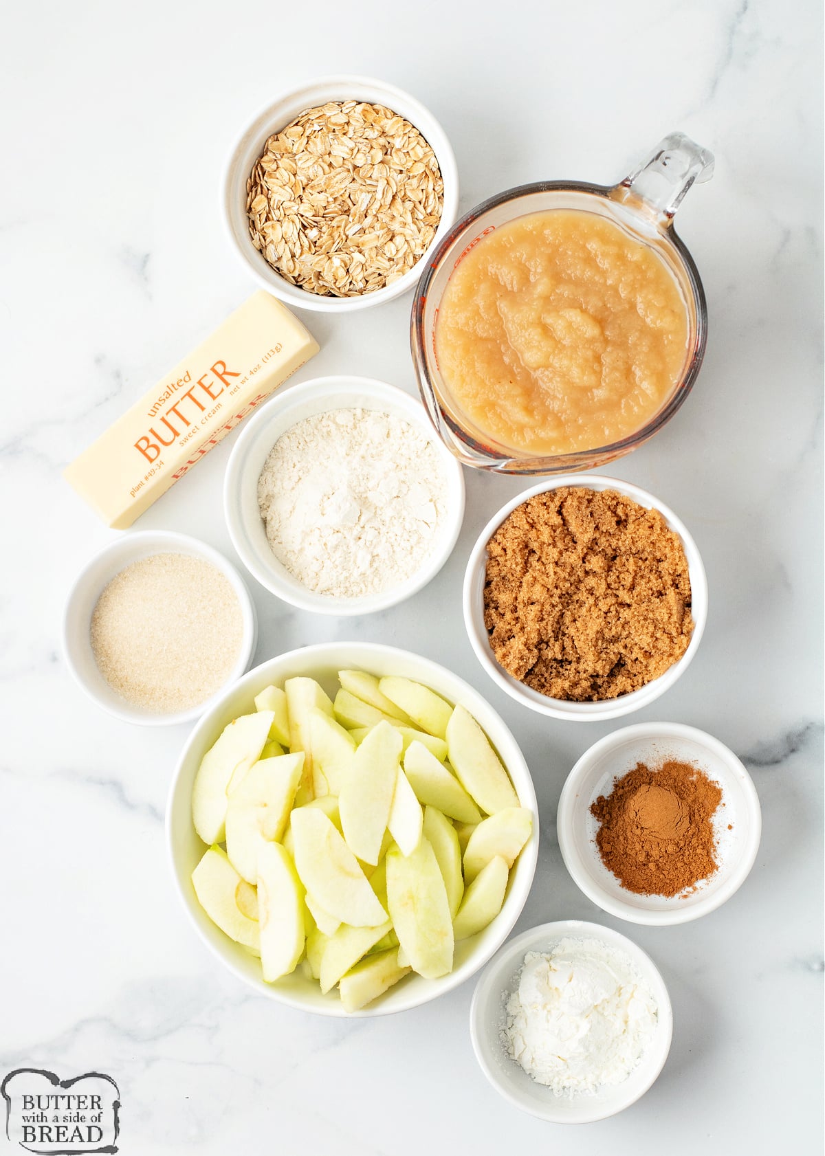 Ingredients in Applesauce Crisp recipe.