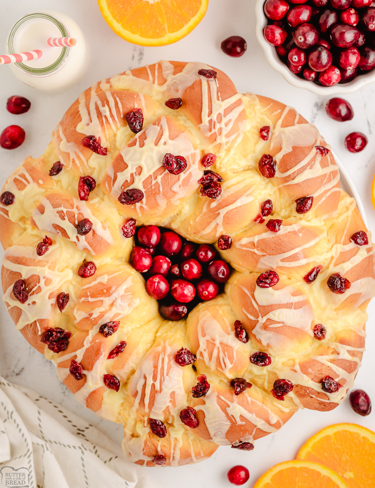 braided holiday bread with cranberry and orange