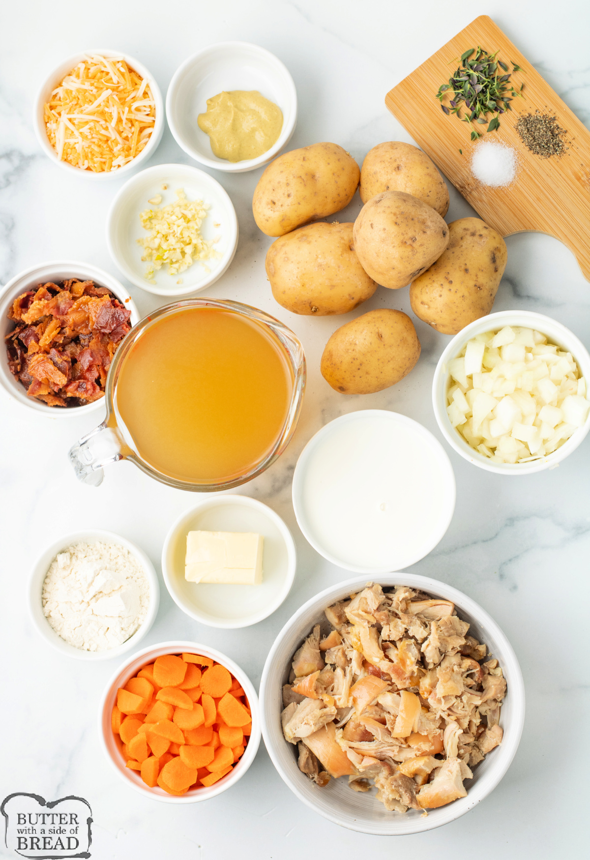 Ingredients in Chicken Potato Soup recipe.