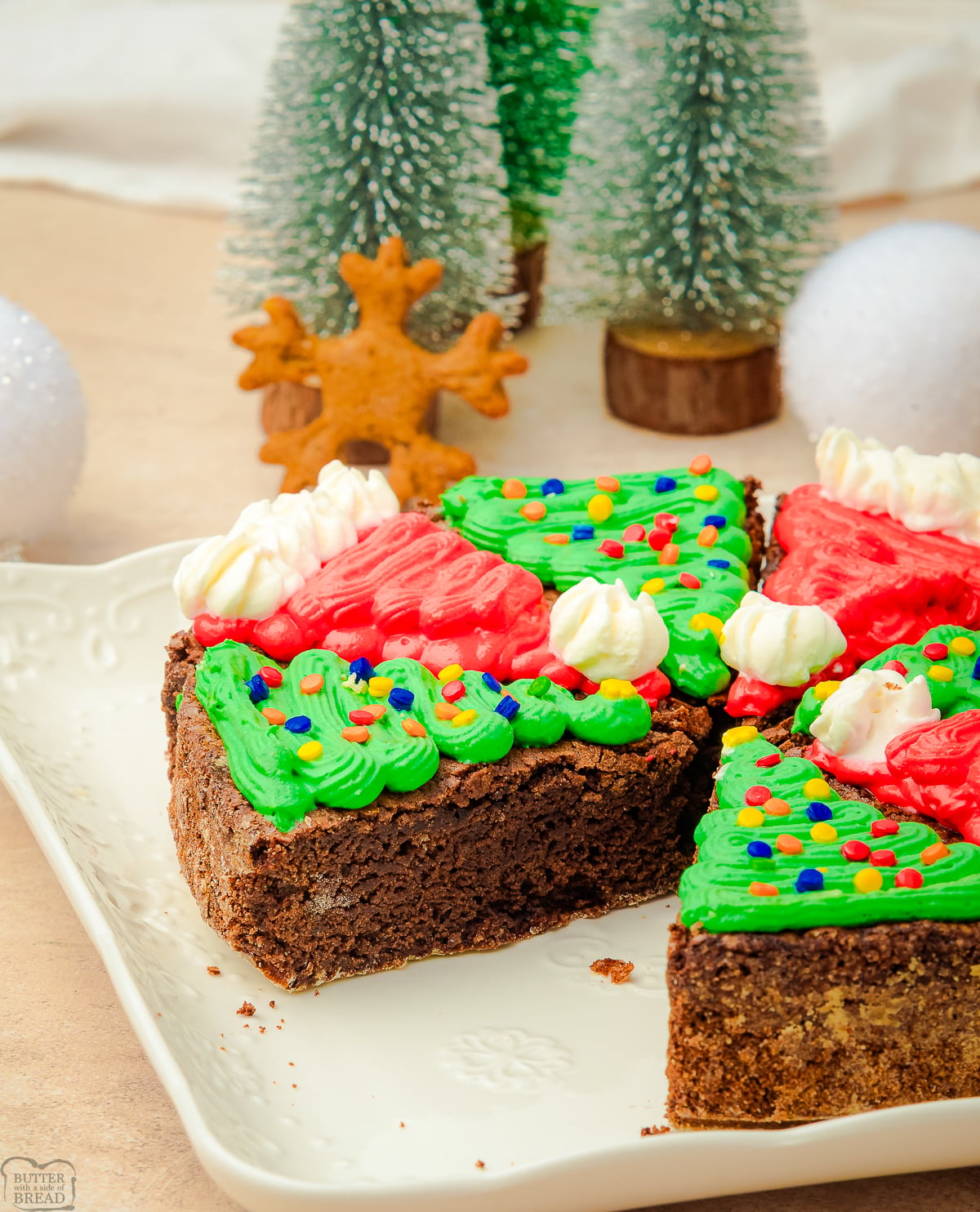 brownies decorated for Christmas