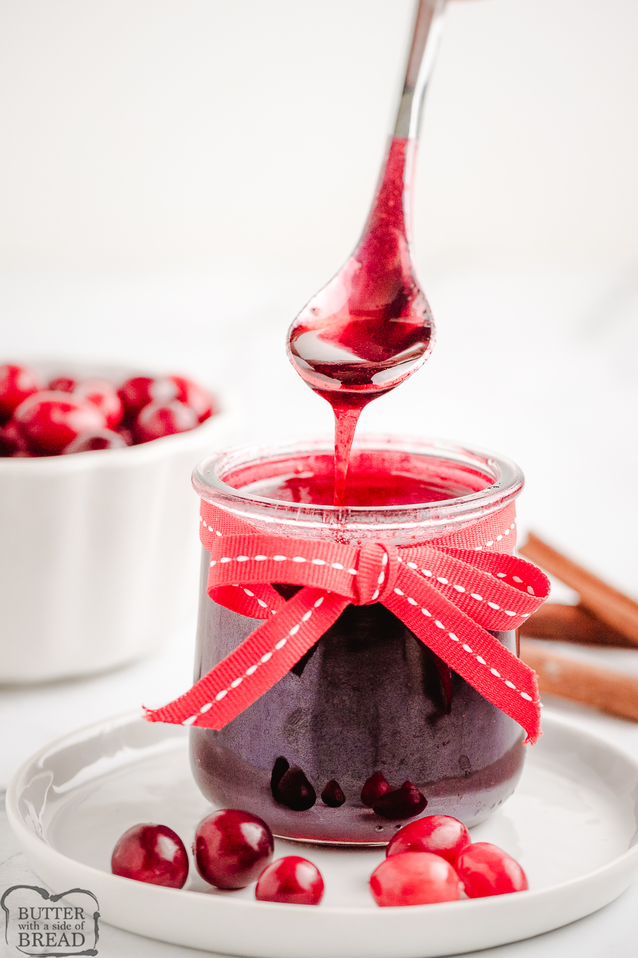 cranberry syrup in a jar