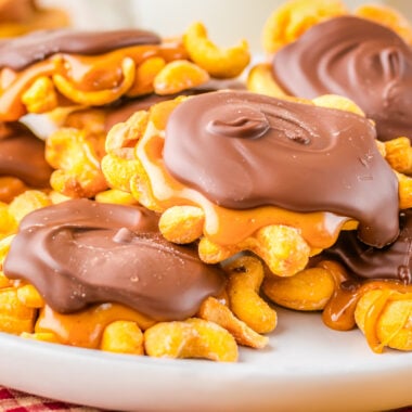 plateful of caramel cashew clusters