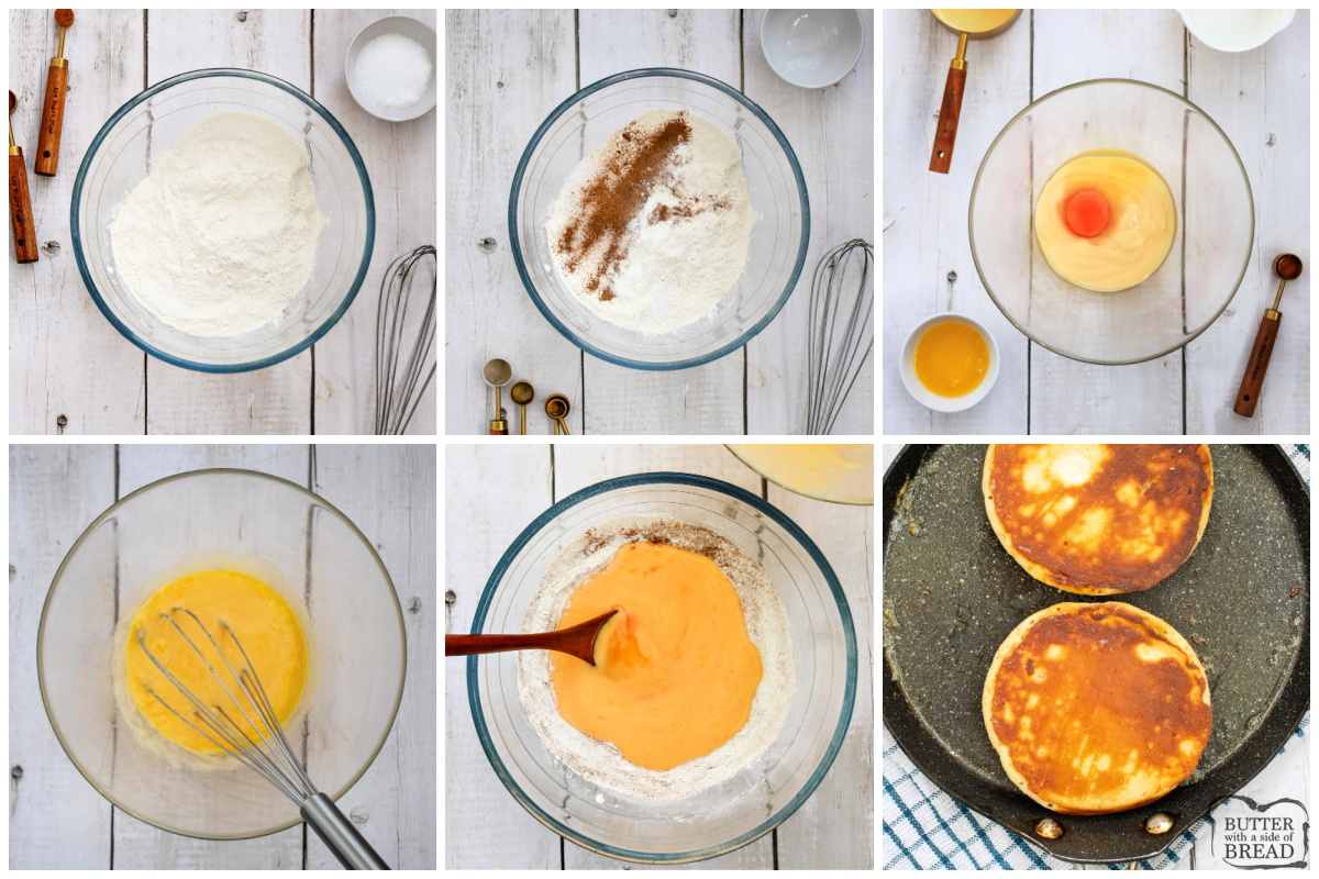 Step-by-step instructions on how to make Eggnog Pancakes recipe.