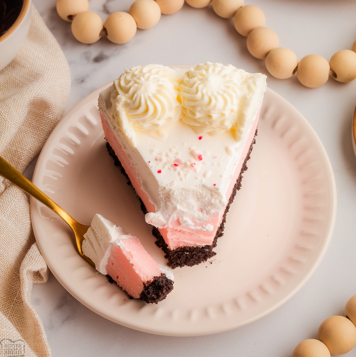 slice of peppermint cheesecake