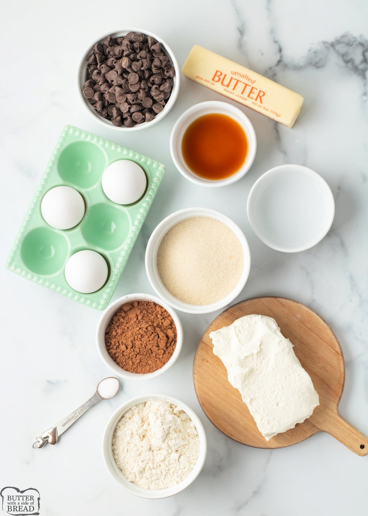 Ingredients in Cheesecake Brownies recipe.