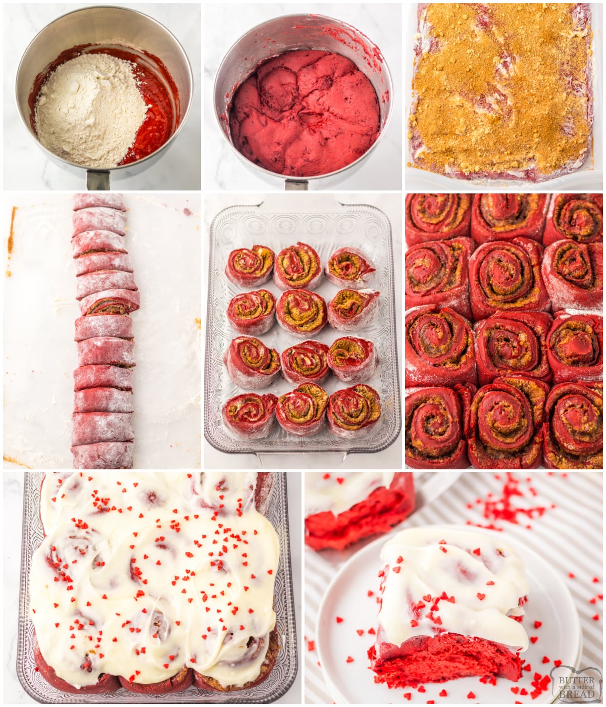 making red velvet cinnamon rolls with a cake mix