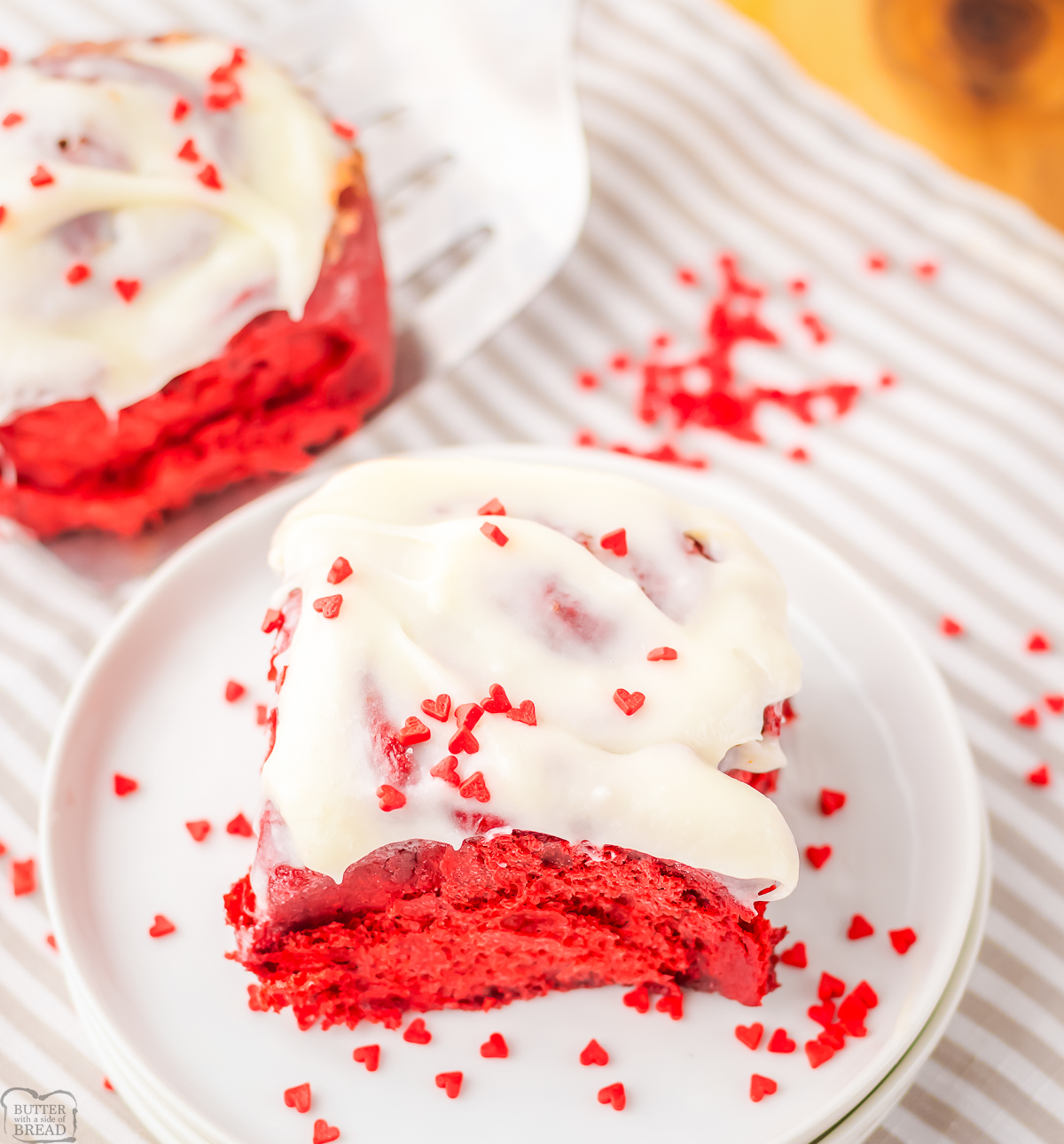 red velvet cinnamon rolls made with cake mix