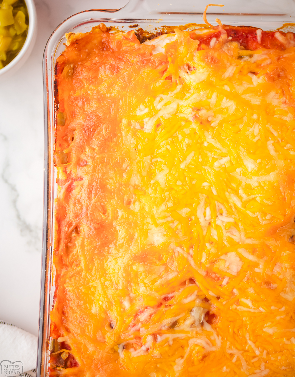 taco beef casserole in a baking pan