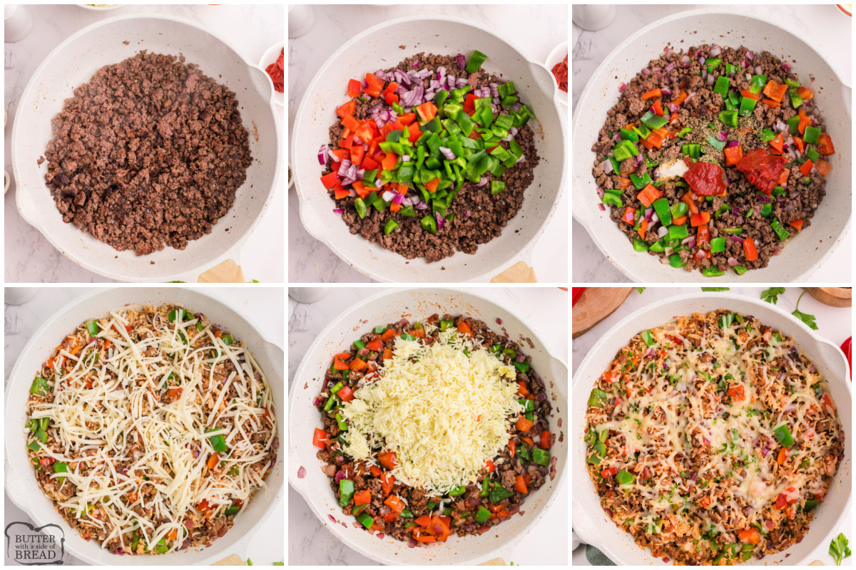 Step by step instructions on Unstuffed Pepper Skillet recipe.